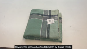 62x98" Rectangular Olivia Green French Jacquard Tablecloth by Tissus Toselli