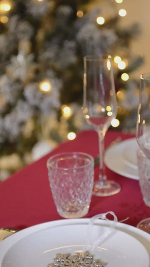 Rectangular Christmas Spirit Red French Jacquard Tablecloth by Marat d'Avignon