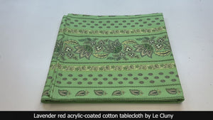 60x132" Rectangular Lisa Pistachio Acrylic-Coated Cotton Provence Tablecloth by Le Cluny