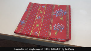 60x 96" Rectangular Lavender Red Acrylic-Coated Cotton Provence Tablecloth by Le Cluny