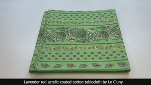 60x96" Rectangular Lisa Pistachio Cotton Coated Provence Tablecloth by Le Cluny