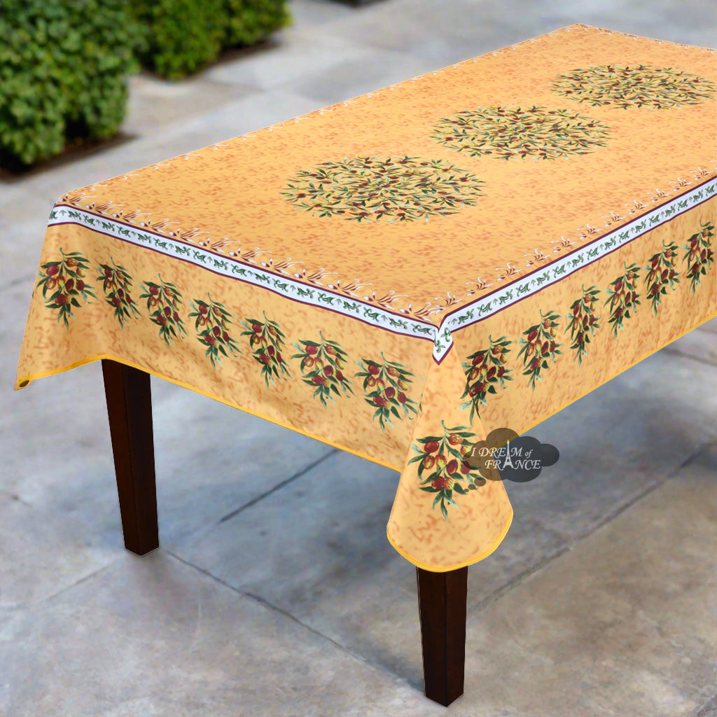 Provence Olivier Yellow French Provencal Polyester Tablecloth - 59x90" Rectangular