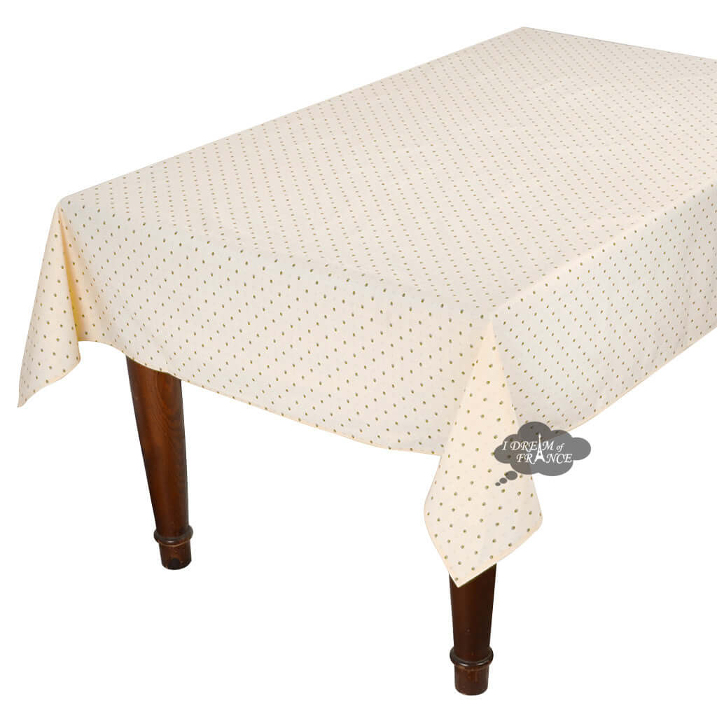 60x96" Rectangular Calisson Cream Coated Cotton Tablecloth by Tissus Toselli