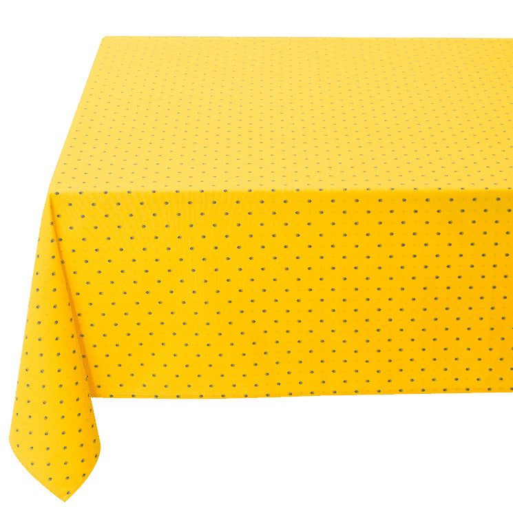 60x120" Rectangular Calisson Yellow & Blue Acrylic-Coated Cotton Tablecloth by Tissus Toselli