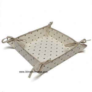 French bread basket - Acrylic-coated Cotton - Calisson cream & beige | Tissus Toselli