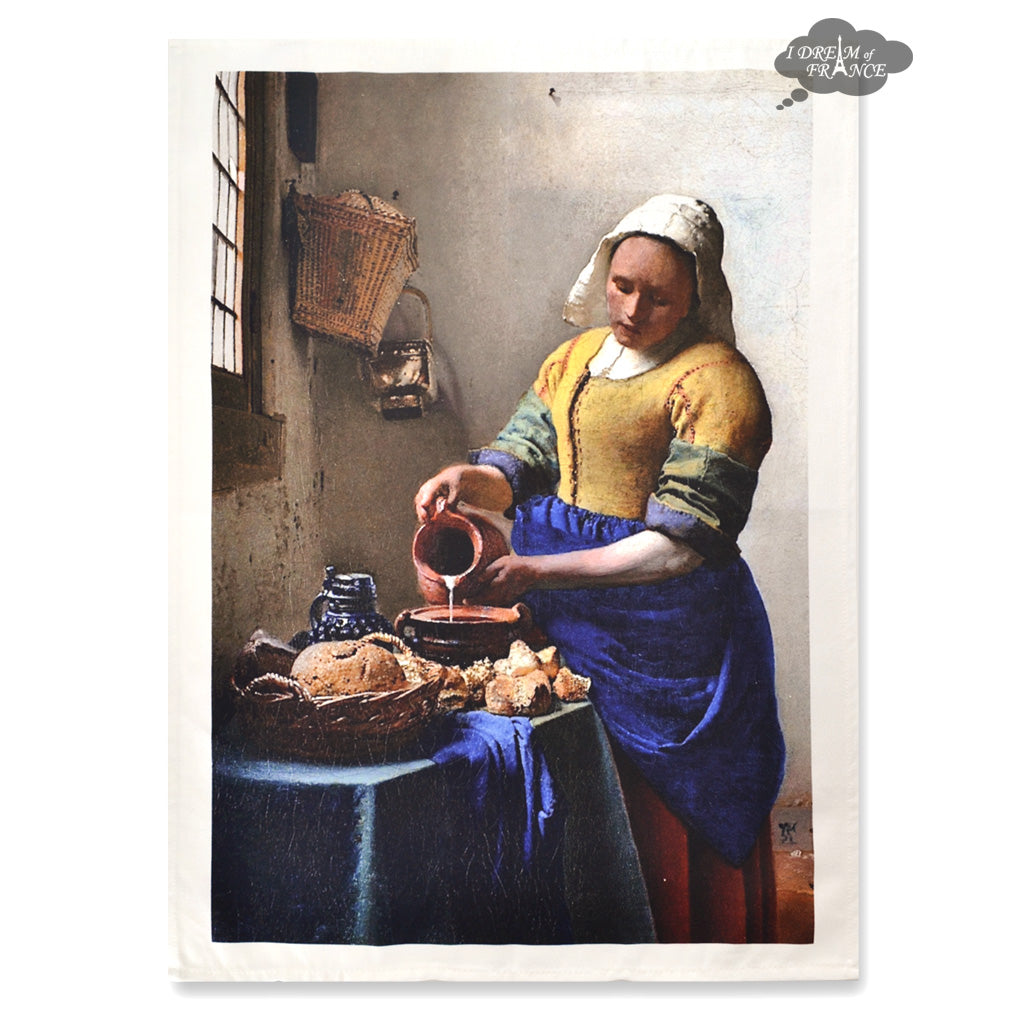 The Milkmaid by Vermeer French Cotton Kitchen Towel by L.R. Creations