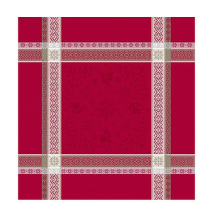 Christmas Spirit Red French Cotton Jacquard Napkin by Tissus Toselli