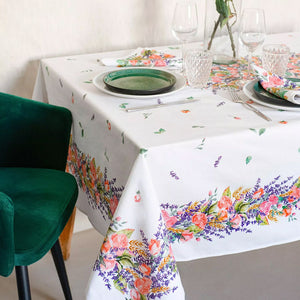 60x96" Rectangular Grasse Acrylic-Coated Cotton Tablecloth by Tissus Toselli