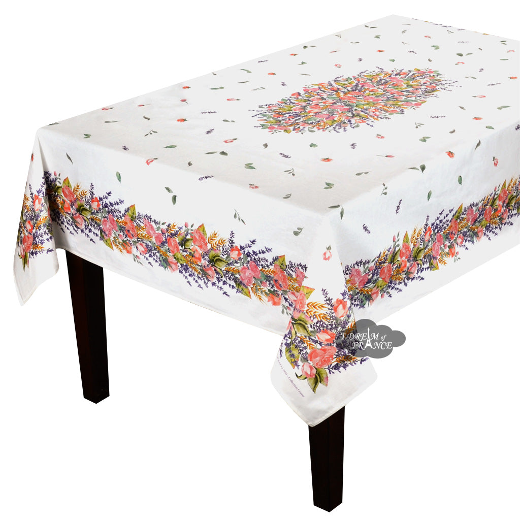 60x96" Rectangular Grasse Acrylic-Coated Cotton Tablecloth by Tissus Toselli