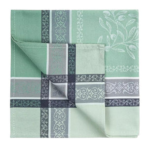 French Jacquard napkin - Cotton - Olivia green  | Tissus Toselli