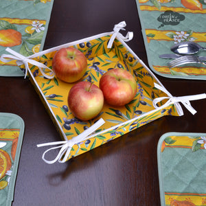 Lauris Yellow Coated Cotton French Bread Basket by Tissus Toselli