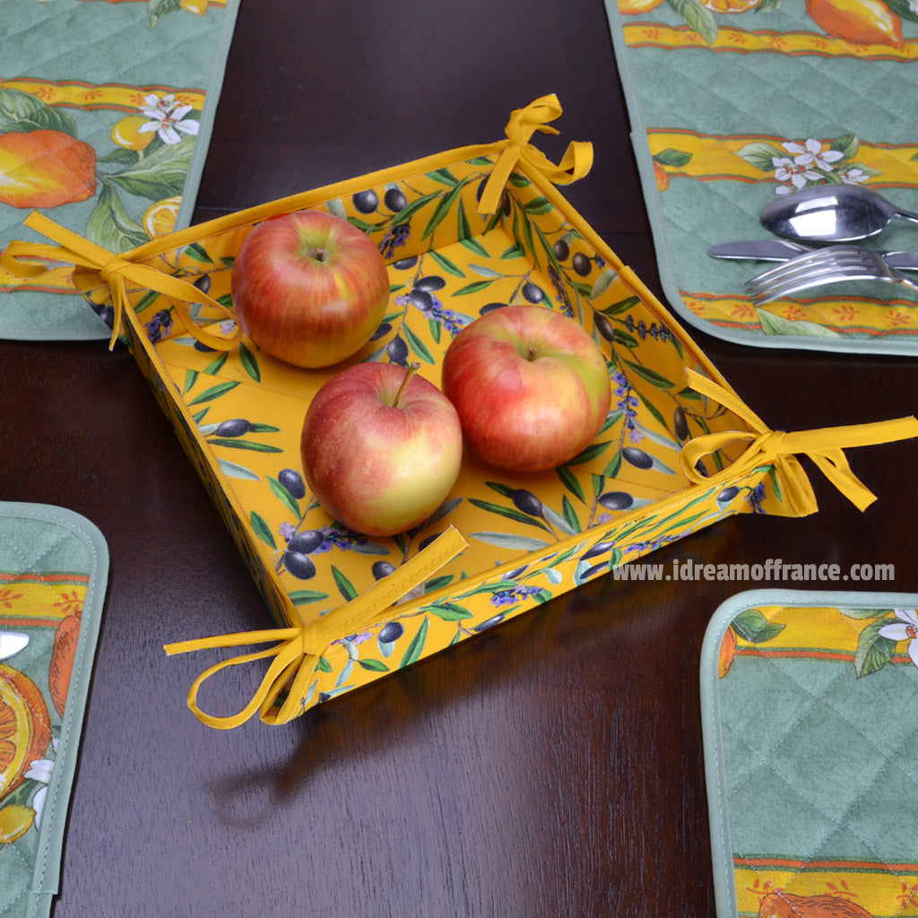 French bread basket - Acrylic-coated Cotton - Lauris yellow | Tissus Toselli