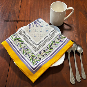 Lauris Yellow Provence Cotton Napkin by Tissus Toselli