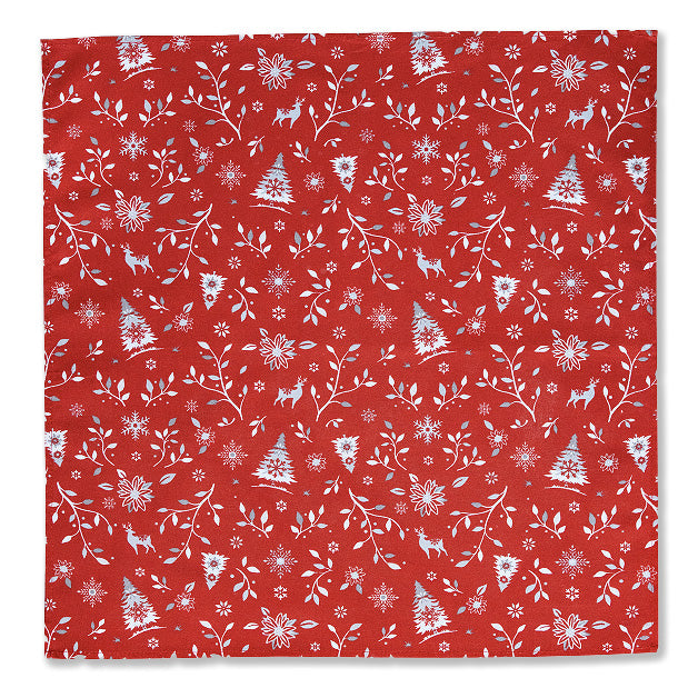 Mistletoe Red French Cotton Napkin by Tissus Toselli