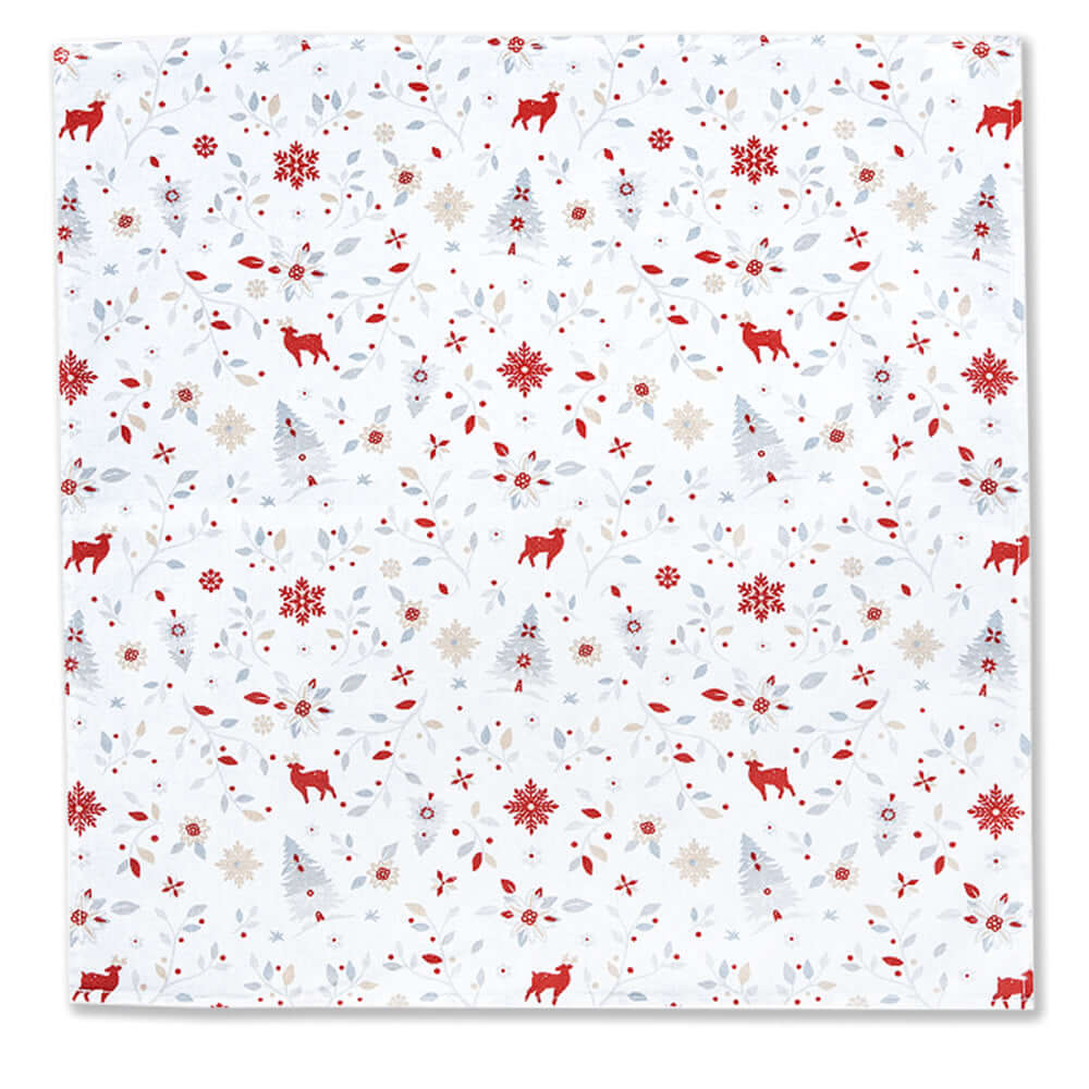 Mistletoe White French Cotton Napkin by Tissus Toselli