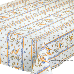 French Provencal tablecloth - Acrylic coated cotton, Spill-proof - Rectangular - Moustiers blue | Tissus Toselli