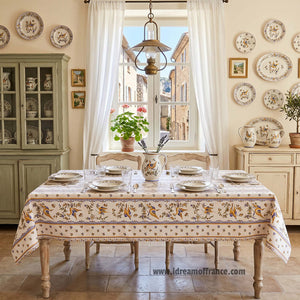 French Provencal tablecloth - Acrylic coated cotton, Spill-proof - Rectangular - Moustiers blue | Tissus Toselli