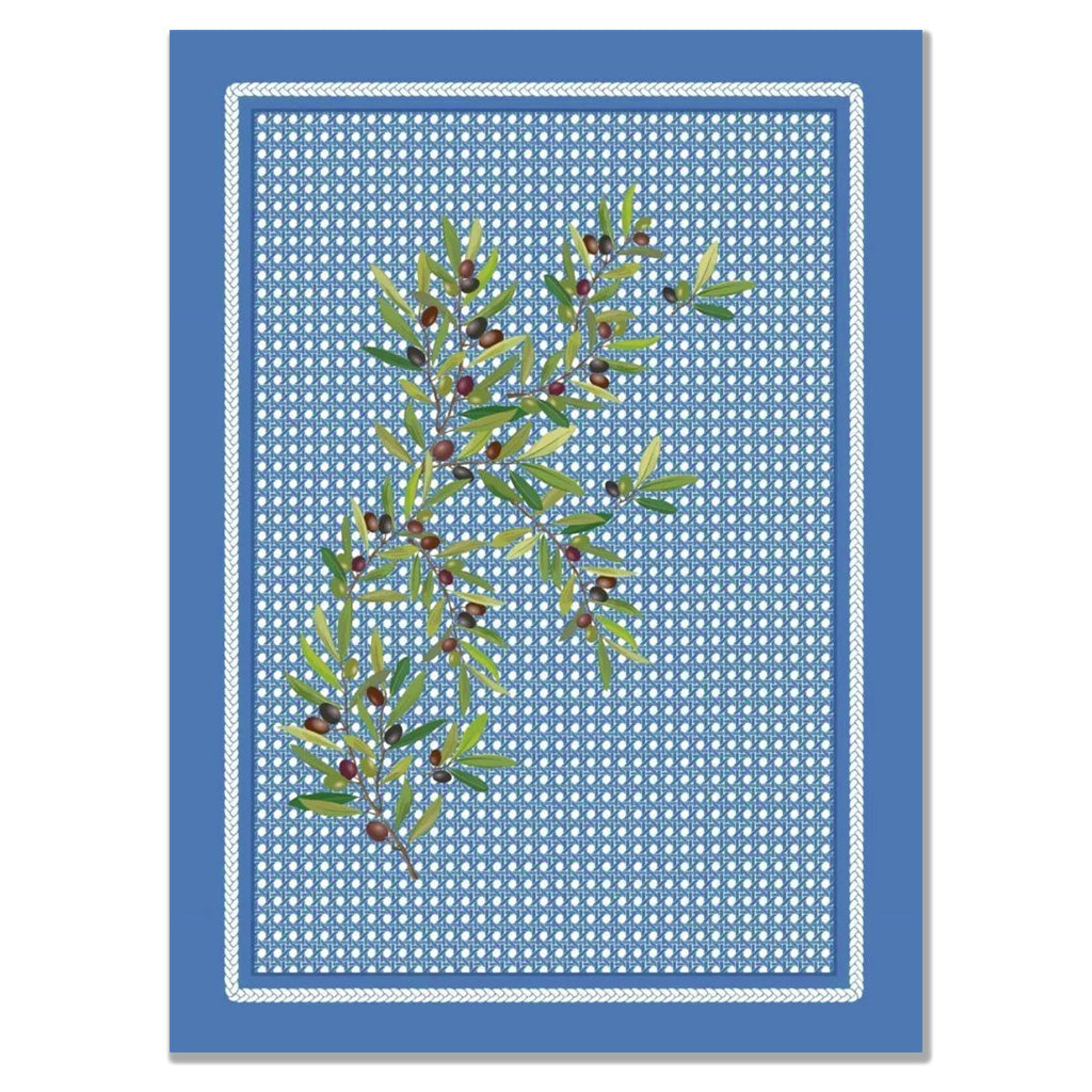 Nyons Blue French Cotton Kitchen Towel by Tissus Toselli