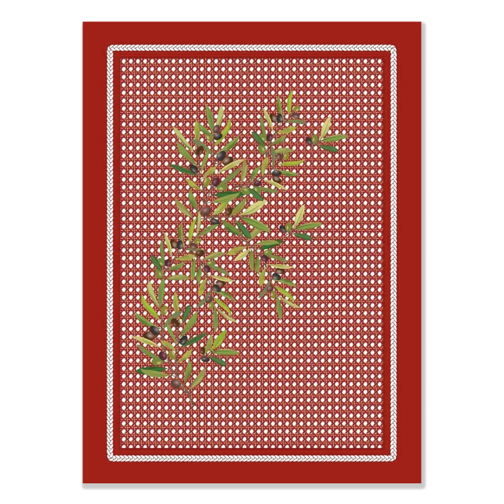 Nyons Red French Cotton Kitchen Towel by Tissus Toselli
