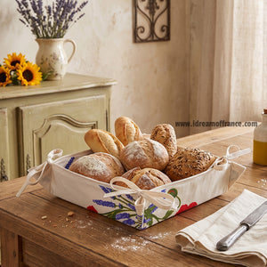 French bread basket - Acrylic-coated Cotton - Poppies ivory | Tissus Toselli - Lifestyle