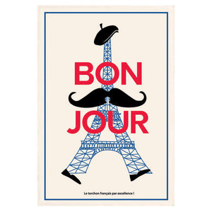 Bonjour French Cotton Tea Towel by Winkler Torchons et Bouchons