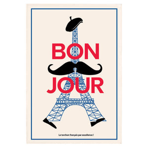 Bonjour French Cotton Tea Towel by Winkler Torchons et Bouchons
