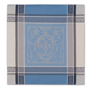 French Jacquard napkin - Cotton - Versailles gray & blue - Tissus Toselli