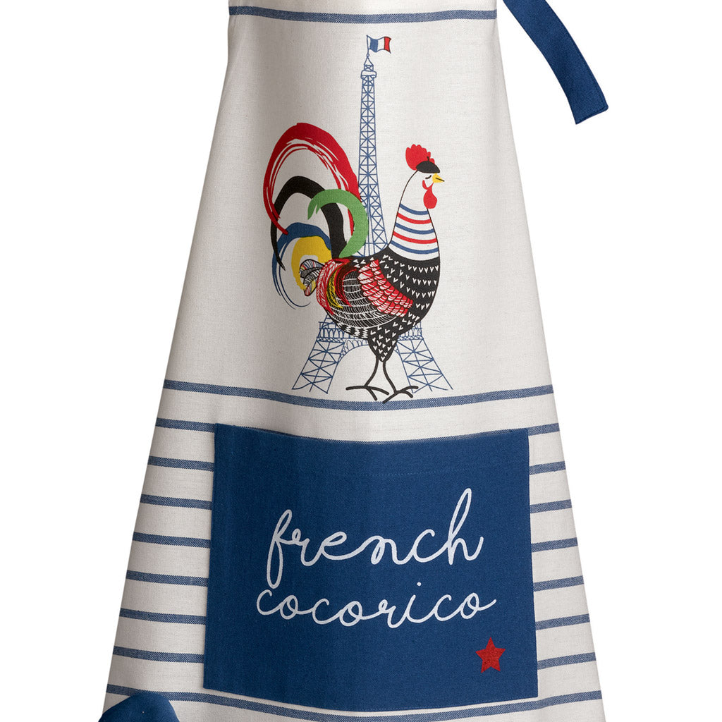 French Cocorico Cotton Blend Eco-Friendly Kitchen Apron by Winkler