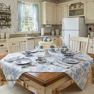 59" Square Pastorale French Toile All-Over Acrylic-Coated Cotton Tablecloth by l'Ensoleillade