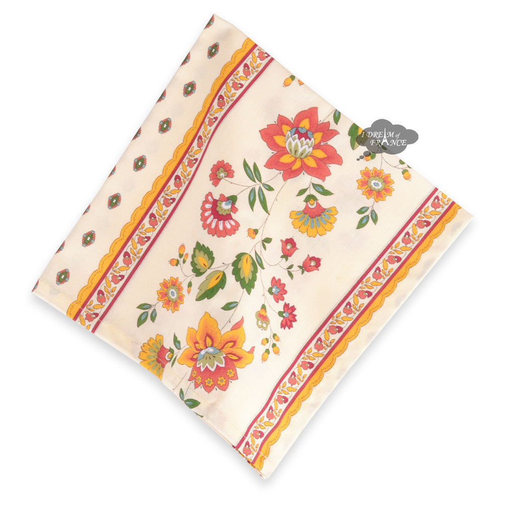 Fayence Red & Cream French Cotton Napkin by Le Cluny