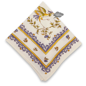 Moustiers Blue & Cream French Cotton Napkin by Tissus Toselli