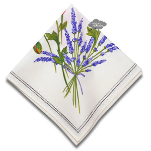 Poppies Cream Provence Cotton Napkin by Tissus Toselli