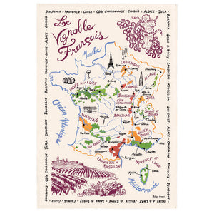French Wine Map Tea Towel by Torchons et Bouchons