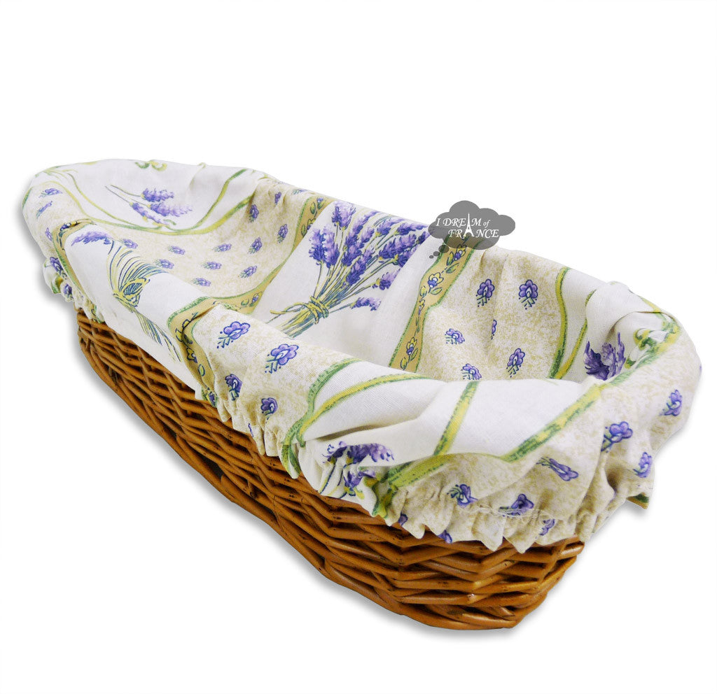 Lavender Cream French Baguette Basket with Removable Liner by Le Cluny