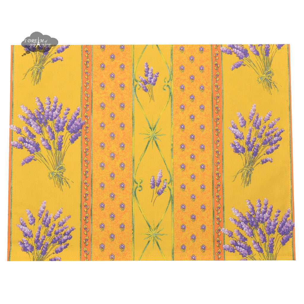 French, Provence, authentic Lavender Yellow Coated Reversible Placemat by Le Cluny