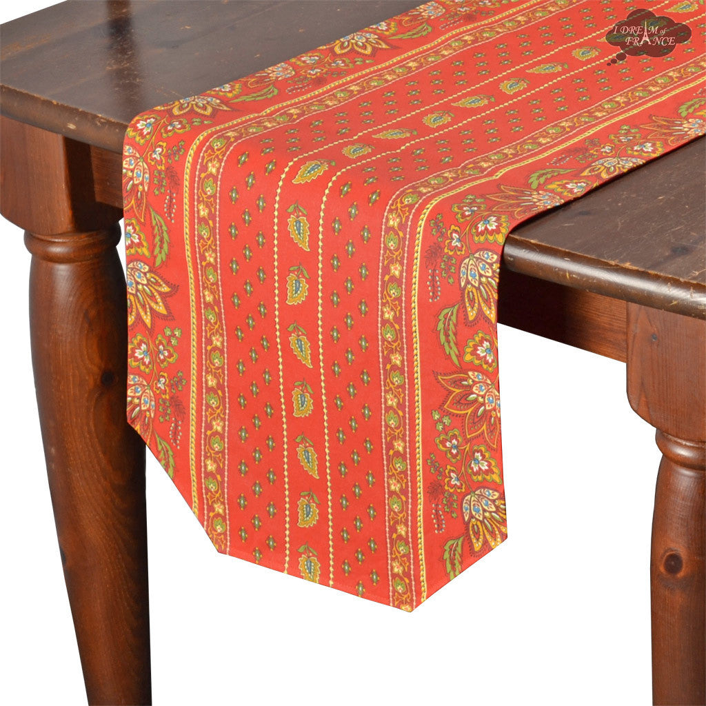 14x72" Lisa Red Cotton Coated Provence Table Runner by Le Cluny