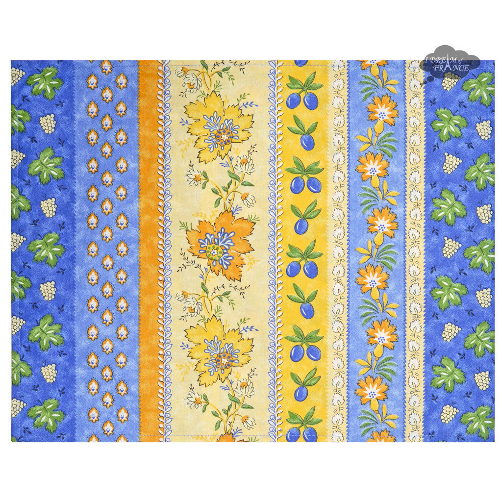 French, Provence, authentic Monaco Blue Coated Reversible Placemat by Le Cluny