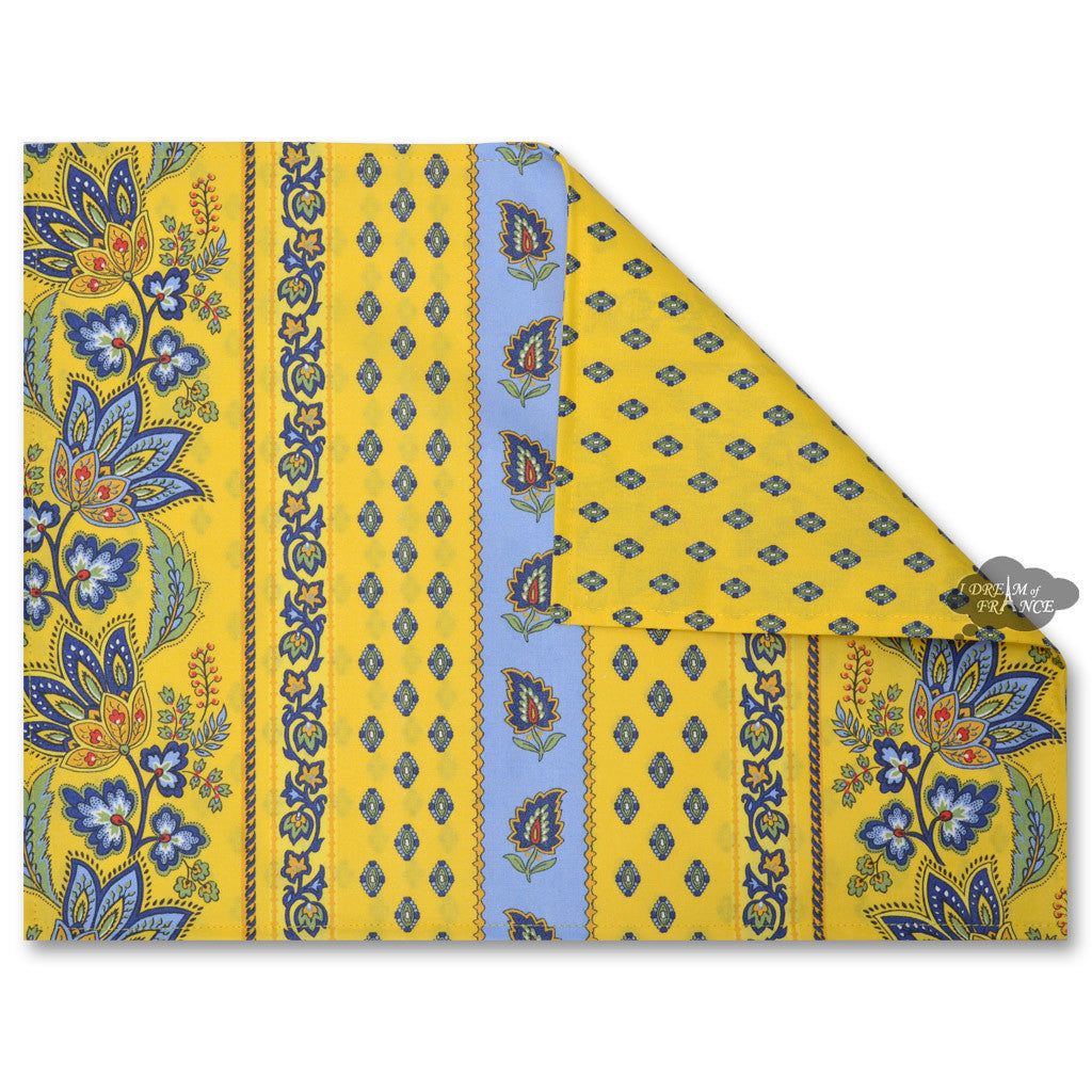 Lisa Yellow Coated Reversible Placemat by Le Cluny