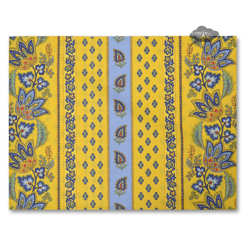 Lisa Yellow Coated Reversible Placemat by Le Cluny