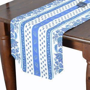 14x72" Lisa White Cotton Coated Provence Table Runner by Le Cluny