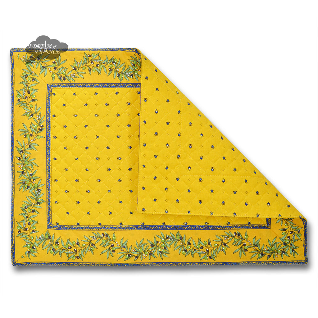 Ramatuelle Yellow & Blue Quilted Placemat by Tissus Toselli