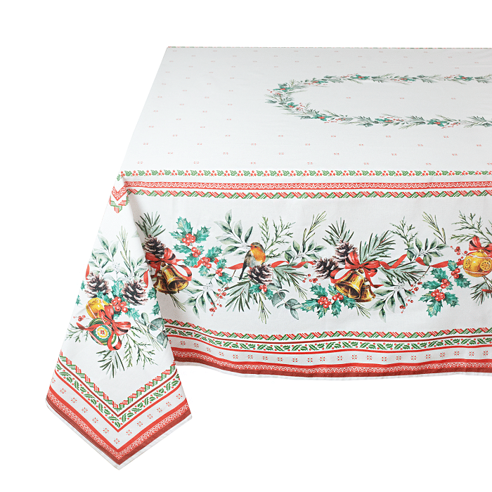 French Provencal tablecloth - Acrylic coated cotton, Spill-proof - Rectangular - Joyeux Noel | Tissus Toselli