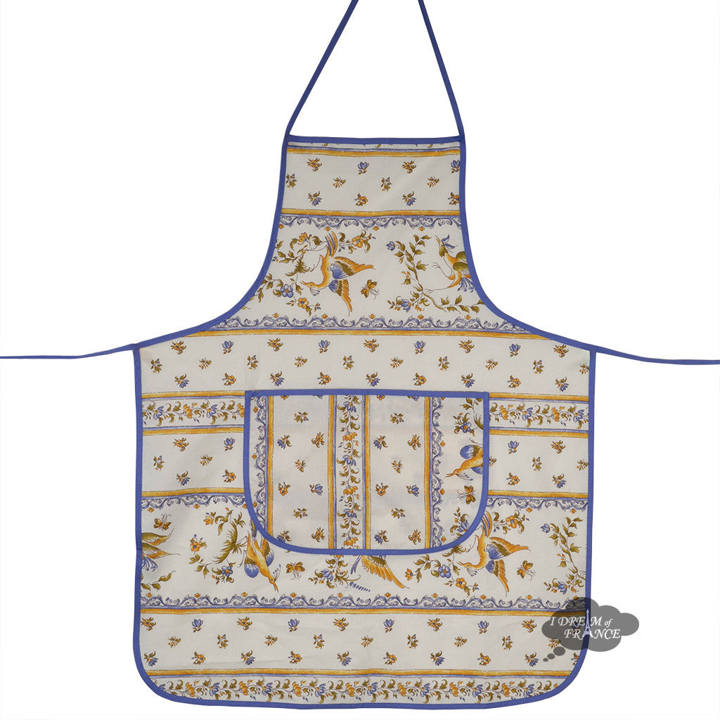 Moustiers Blue & Cream Kitchen Apron by Tissus Toselli
