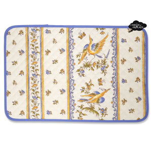 Moustiers Blue & Cream Acrylic Coated Quilted Placemats by Tissus Toselli