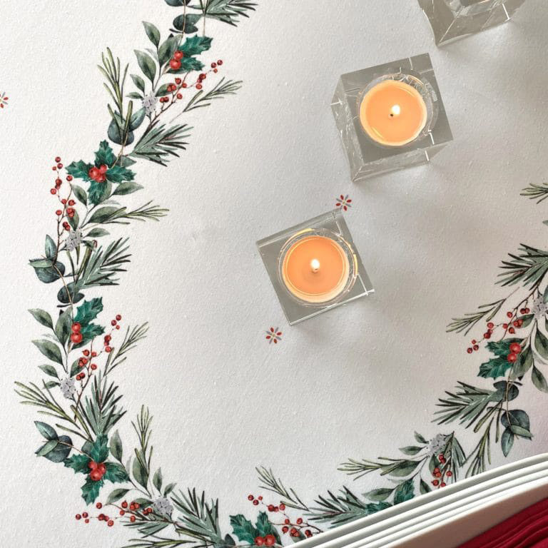 French Provencal tablecloth - Acrylic coated cotton, Spill-proof - Rectangular - Joyeux Noel | Tissus Toselli
