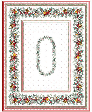 60x96" Rectangular Joyeux Noel Acrylic Coated Cotton Tablecloth by Tissus Toselli