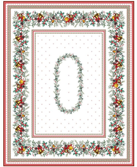 60x120" Rectangular Joyeux Noel Acrylic Coated Cotton Tablecloth by Tissus Toselli