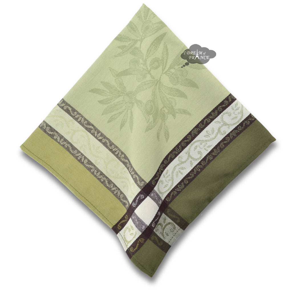 Olive Green French Cotton Jacquard Napkin