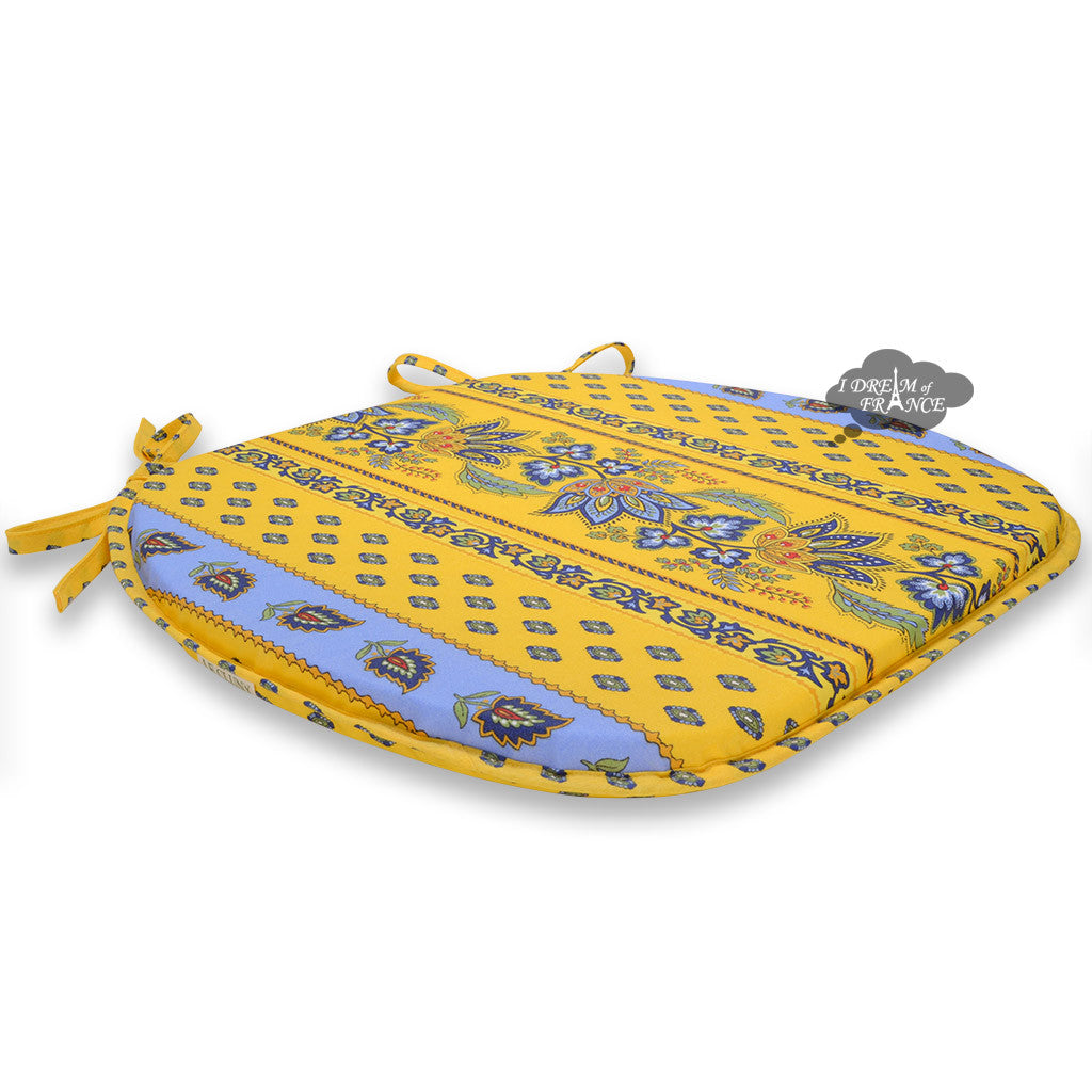 Lisa Yellow Coated French Style Chair Pad by Le Cluny