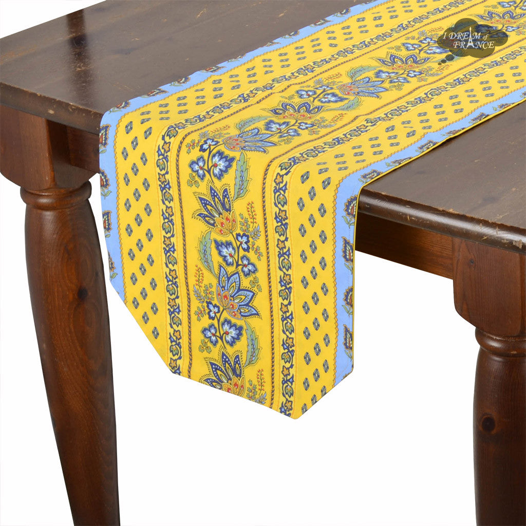 14x72" Lisa Yellow Cotton Coated Provence Table Runner by Le Cluny